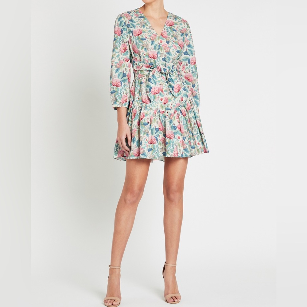 Rebecca Taylor Floral Mini Dress in Mint, Pink and Blue